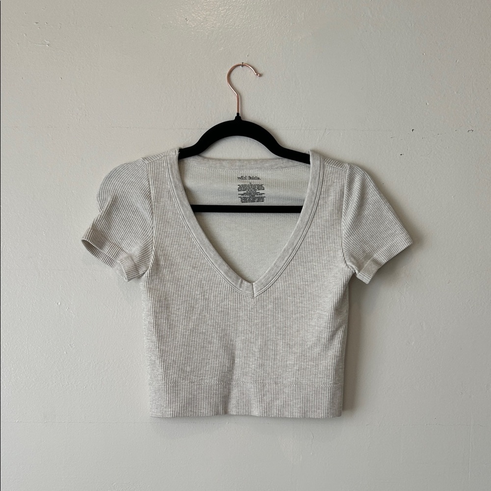 Wild Fable Light Gray Ribbed Crop Top